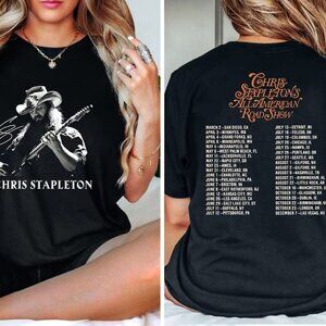 Chris Stapleton 2024 All American Road Show Tour Shirt 2 Sided Country Fan Tee